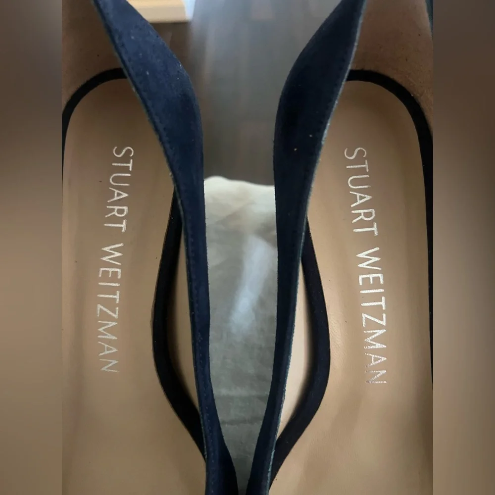 Stuart Weitzman Stuart Block Heel 75 Pointed Toe Pump Shoes New 10.5 $495 - Picture 4 of 13